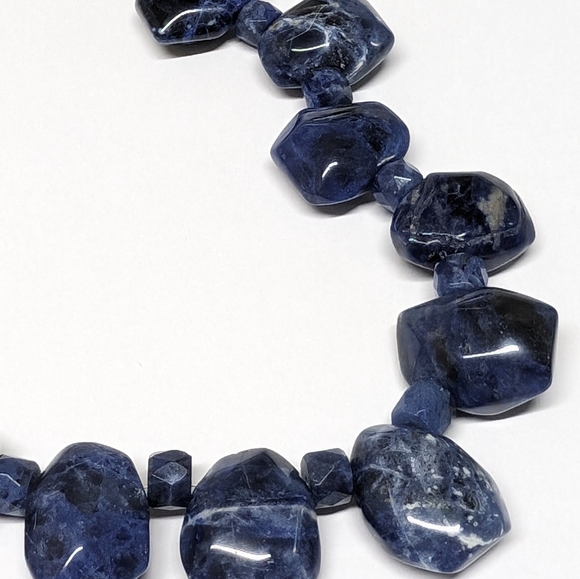 Large Sodalite Blue Gemstone Beaded Necklace - Picture 6 of 12